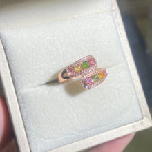 S925 Sterling Silver Natural Tourmaline By Pass Ring.