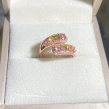 S925 Sterling Silver Natural Tourmaline By Pass Ring.