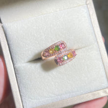 S925 Sterling Silver Natural Tourmaline By Pass Ring.