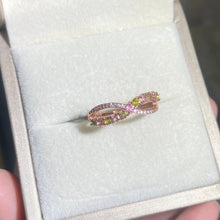 S925 Sterling Silver Natural Tourmaline Wave Ring.