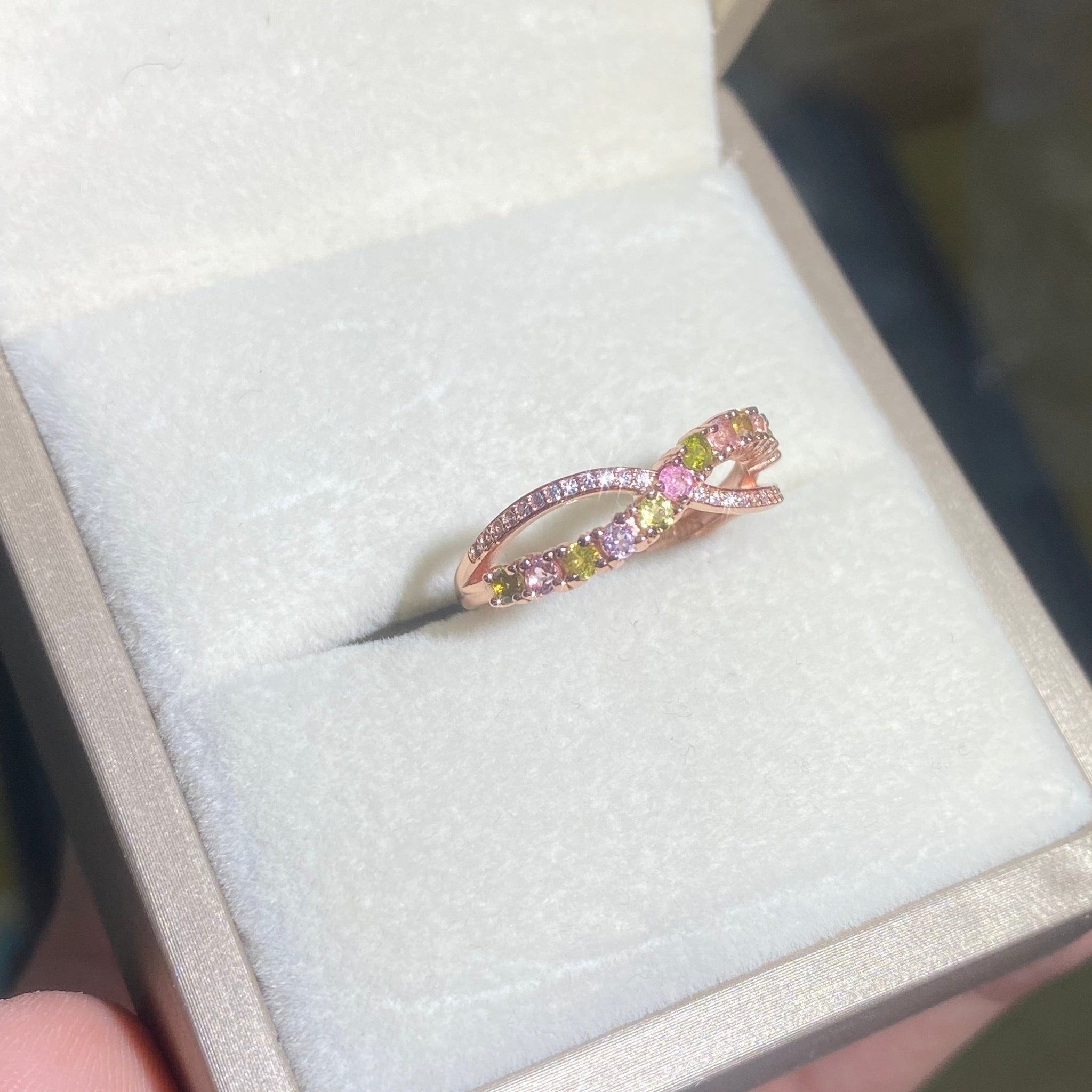 S925 Sterling Silver Natural Tourmaline Wave Ring.