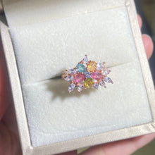 S925 Sterling Silver Natural Tourmaline Flower Ring.