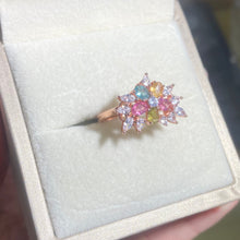 S925 Sterling Silver Natural Tourmaline Flower Ring.