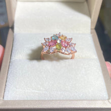 S925 Sterling Silver Natural Tourmaline Flower Ring.