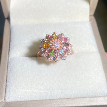 S925 sterling silver natural tourmaline firework ring.