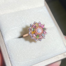 S925 sterling silver natural tourmaline firework ring.