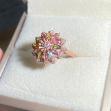 S925 sterling silver natural tourmaline firework ring.
