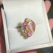 S925 Sterling Silver Natural Tourmaline Peacock Ring.