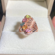 S925 Sterling Silver Natural Tourmaline Peacock Ring.