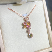 S925 Sterling Silver Natural Tourmaline Flower Pendant.