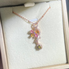 S925 Sterling Silver Natural Tourmaline Flower Pendant.