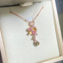 S925 Sterling Silver Natural Tourmaline Flower Pendant.