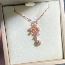 S925 Sterling Silver Natural Tourmaline Flower Pendant.