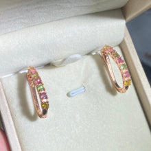 S925 sterling silver natural tourmaline ear hooks.