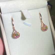 S925 sterling silver natural tourmaline teardrop flower hook earrings.