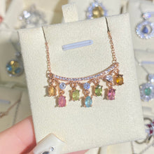 S925 Sterling Silver Natural Tourmaline Dangling Necklace.