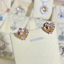 S925 Sterling Silver Natural Tourmaline Heart Earrings.