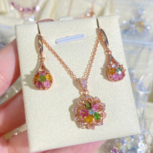 S925 Sterling Silver Natural Tourmaline Flower Pendant.