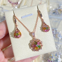 S925 Sterling Silver Natural Tourmaline Flower Pendant.