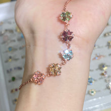 S925 sterling silver natural tourmaline four lucky clover bracelet.