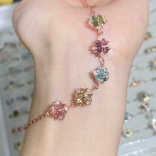 S925 sterling silver natural tourmaline four lucky clover bracelet.