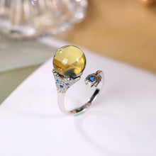 Mexican Blue Amber Feather Ring.