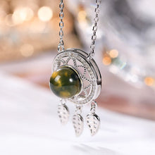 Natural Mexican Blue Amber Dream Catcher Necklace.