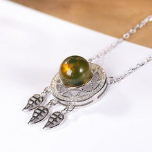 Natural Mexican Blue Amber Dream Catcher Necklace.