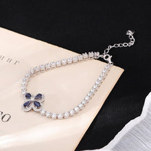 S925 sterling silver natural sapphire lucky clover luxury zircon bracelet.