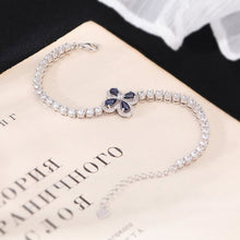 S925 sterling silver natural sapphire lucky clover luxury zircon bracelet.