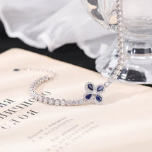 S925 sterling silver natural sapphire lucky clover luxury zircon bracelet.