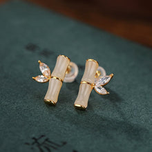 Natural White Jade Green Jade Red Jade Light Green Jade Bamboo Earrings.