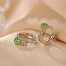 Natural Green Jade Circle Earrings.