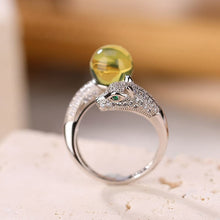 Natural Mexican Blue Amber Tiger Adjustable Ring.