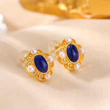 Natural Lapis Lazuli Pearl Earrings.
