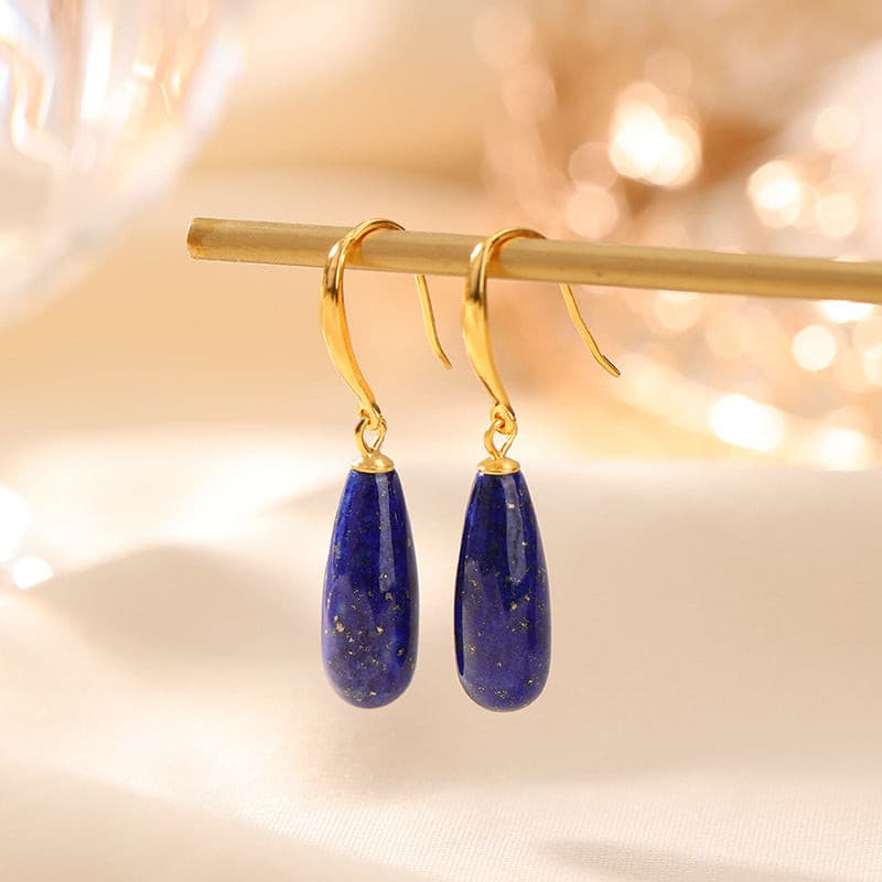 Natural Lapis Lazuli Dangle Earrings.