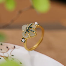 Natural Cloisonné White Jade Clover Ring Earrings Pendant Set.