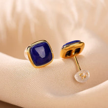 Natural Lapis Lazuli Square Earrings.