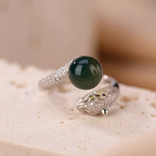 Natural Mexican Blue Amber Tiger Adjustable Ring.