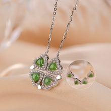 Natural Green Jade Clover 2 In 1 Necklace.