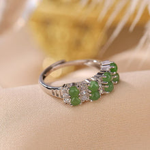 Natural Green Jade Double Row Adjustable Ring.