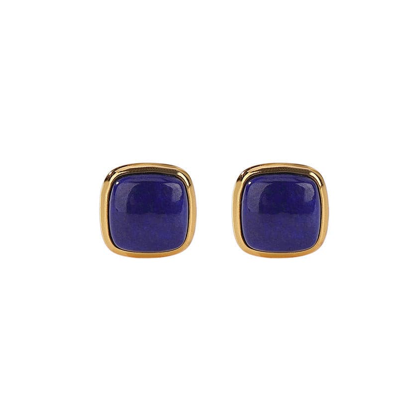 Natural Lapis Lazuli Square Earrings.