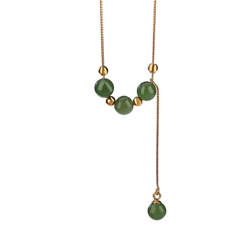 Natural Green Jade Adjustable Necklace.