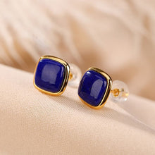 Natural Lapis Lazuli Square Earrings.