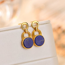 Natural Lapis Lazuli Dangle Earrings.