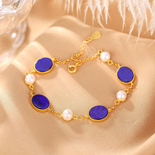 Natural Lapis Lazuli Pearl Bracelet.