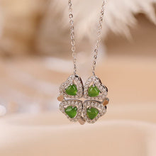 Natural Green Jade Clover 2 In 1 Necklace.