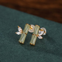 Natural White Jade Green Jade Red Jade Light Green Jade Bamboo Earrings.