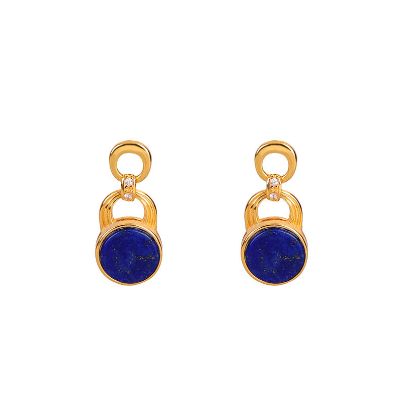 Natural Lapis Lazuli Dangle Earrings.