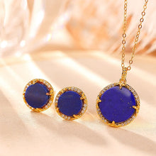 Natural Lapis Lazuli Earrings Necklace Set.